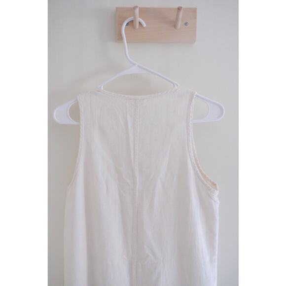 Beaton Linen Pocket Jumpsuit Womens S White Relaxed Boho Lagenlook Coastal - Picture 8 of 10